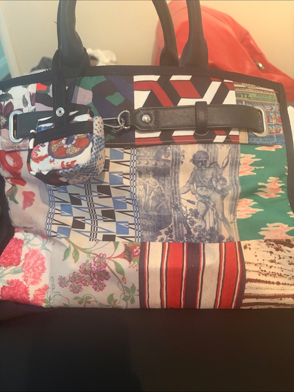 Lesportsac Multicolor Patchwork Tote with Black Trim